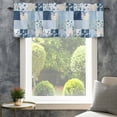 thumbnail image 4 of Blue Floral Farmhouse Short Window Curtain Valances, Spring Flowers Plants Patchwork Grid Bohemia Rod Pocket Kitchen Valances for Living Room Bedroom Bathroom Cafe 42" x 18", 4 of 8