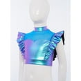 thumbnail image 5 of Zaldita Kids Girls Ruffle Sleeve Crop Tank Top Jazz Hip Hop Dance wear Street Dancewear Shiny Metallic Dance Vest Blue 6, 5 of 7
