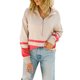 thumbnail image 1 of VISgogo Mujer Otoño Invierno Jersey de Punto Manga Larga Solapa Cremallera Patchwork Sudadera VISgogo moda, 1 of 8