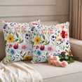 thumbnail image 3 of Pack of 2 Outdoor Pillow Covers 26x26 Inch Waterproof Floral Throw Pillow Covers,Decorative Couch Pillow Shams Protectors Red Yellow Pink Blue Flower Purple Lavender Leaf Patio Cushion Pillowcases, 3 of 8