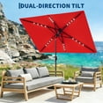 thumbnail image 3 of Memoryfield 10' x 6.5' Solar Rectangular Patio Umbrella with LED Lights, Outdoor Market Umbrella, 6-Rib Table Umbrella for Garden, Deck & Lawn, Red, 3 of 8