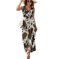 thumbnail image 2 of Cowhide Pattern Womens Night Club Maxi Dress V Neck Sleeveless Bohemia Long Dresses, 2 of 9
