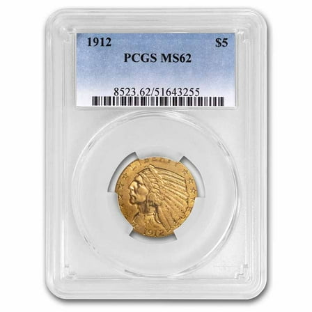 1912 $5 Indian Gold Half Eagle MS-61 PCGS