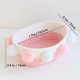 thumbnail image 4 of Cotton Rope Storage Basket with Pompoms Small Storage Box Desktop Cosmetics Storage Organizer Oval Multifunctional Basket - Pink, 4 of 6