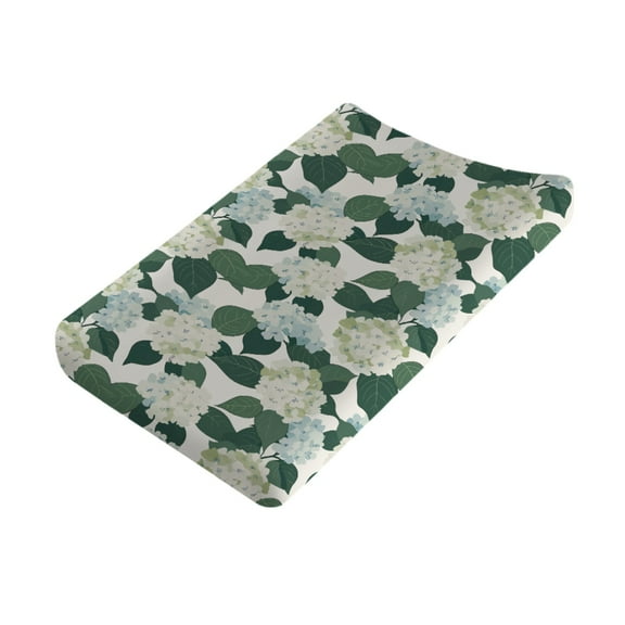 Hydrangea Floral Leaves Changing Pad Cover for Baby Girl Boy Flowers Wild Plants Blossoms Diaper Change Table Sheets Soft Stretchy Fitted Changing Pad Mat Sheets 32"x16"