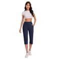 thumbnail image 6 of AherBiu Capri Dress Pants for Women Yoga Capris Stretch Straight Slim Leg High Waisted Cropped Athletic Leggings with Pockets, 6 of 9