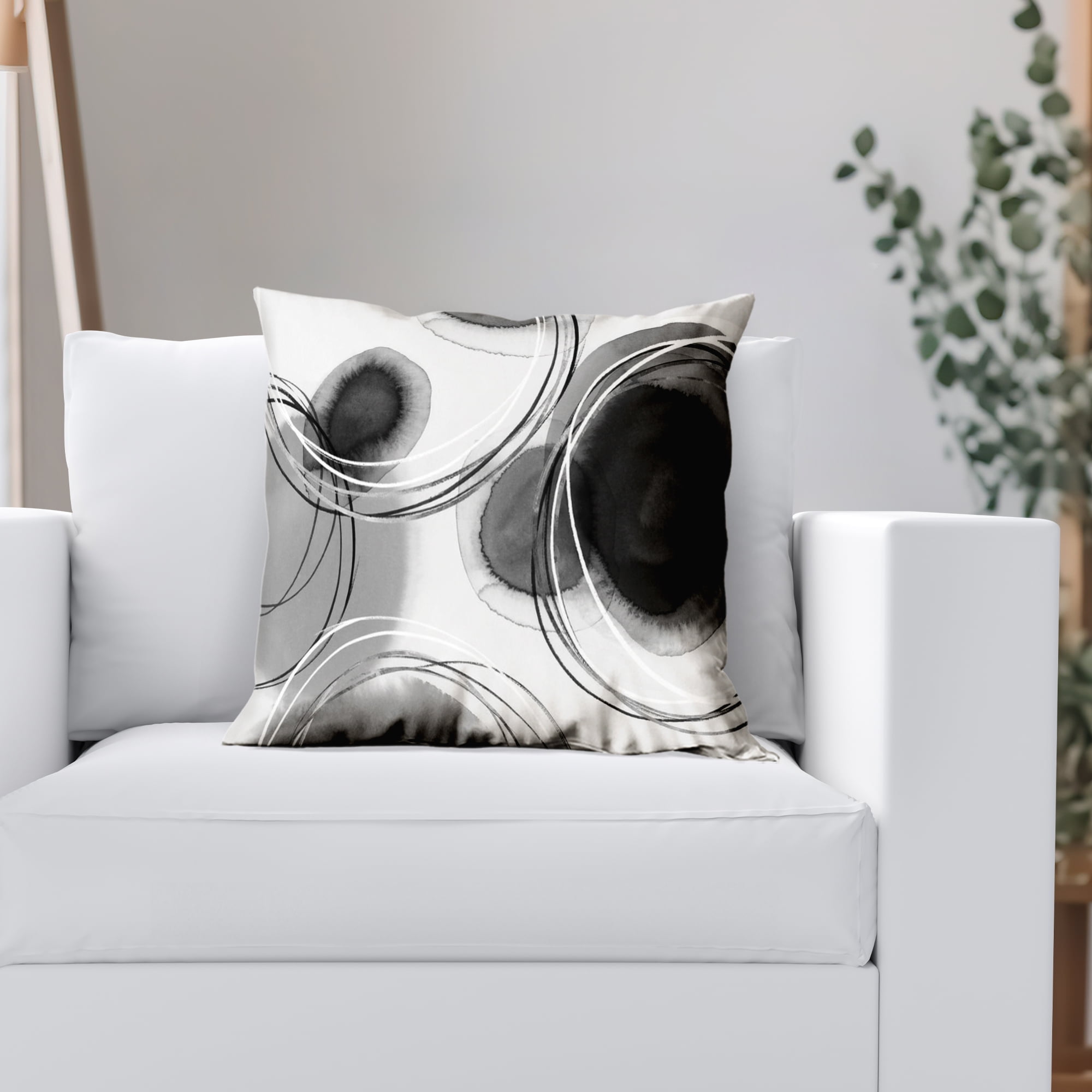 Americanflat 20"x20" Abstract Throw Pillow with Premium Polyester - Black and White