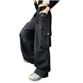 thumbnail image 2 of hengsof Boys Girls Loose Fit Denim Jeans for Children Aged 5-15 Cargo Pants Wide Leg Style with Pockets Long Casual Pants Everyday Wear, 2 of 6