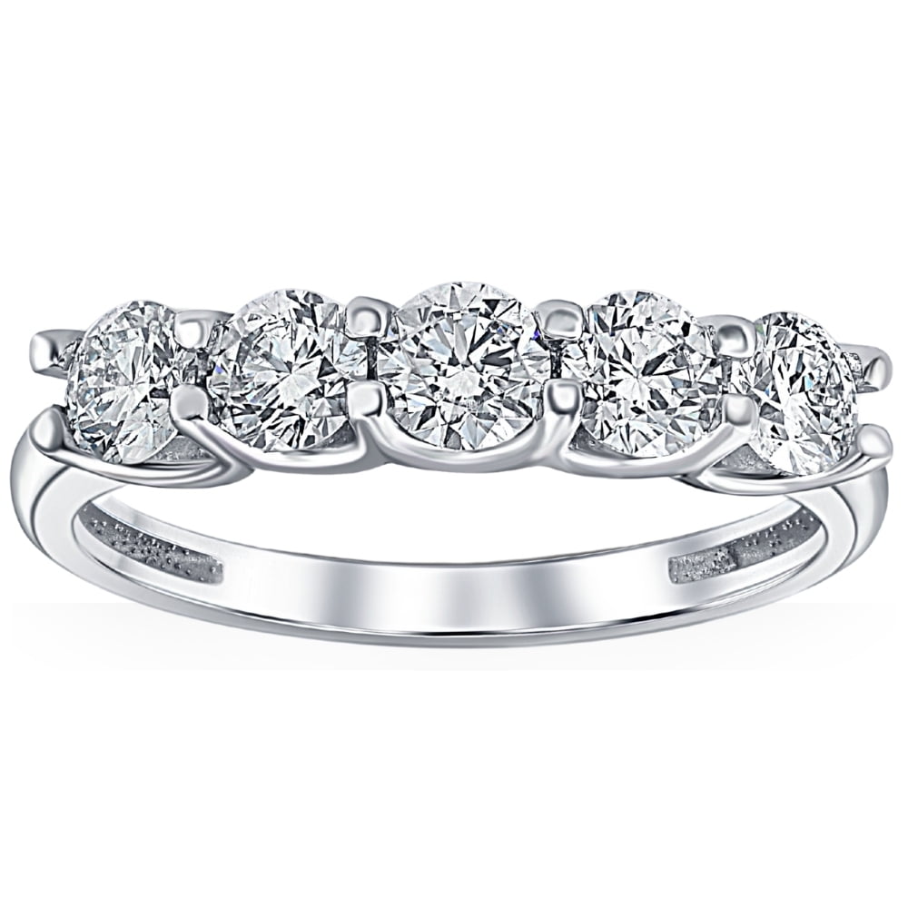 Pompeii 1Ct T.W. Five Stone Diamond Wedding Ring 14k White or Yellow Gold Lab Grown
