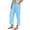 A-Light Blue, variant on Bloomae Cotton Linen Cropped Pants Women Straight Leg Capris Summer Business Casual Work Pants Ankle Length Chino Trousers Black M