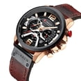 thumbnail image 2 of Mens Luxury Watches Business Chronograph Dress Waterproof Leather Strap Analog Quartz Wrist Watch, 2 of 6