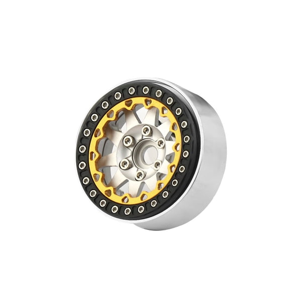 Bewildely Llantas de buje, bujes de rueda de Metal, modelo de coche, juguetes multifuncionales duraderos, accesorios de repuesto para SCX10 90046 Kits de construcción modelo Plata Dorada