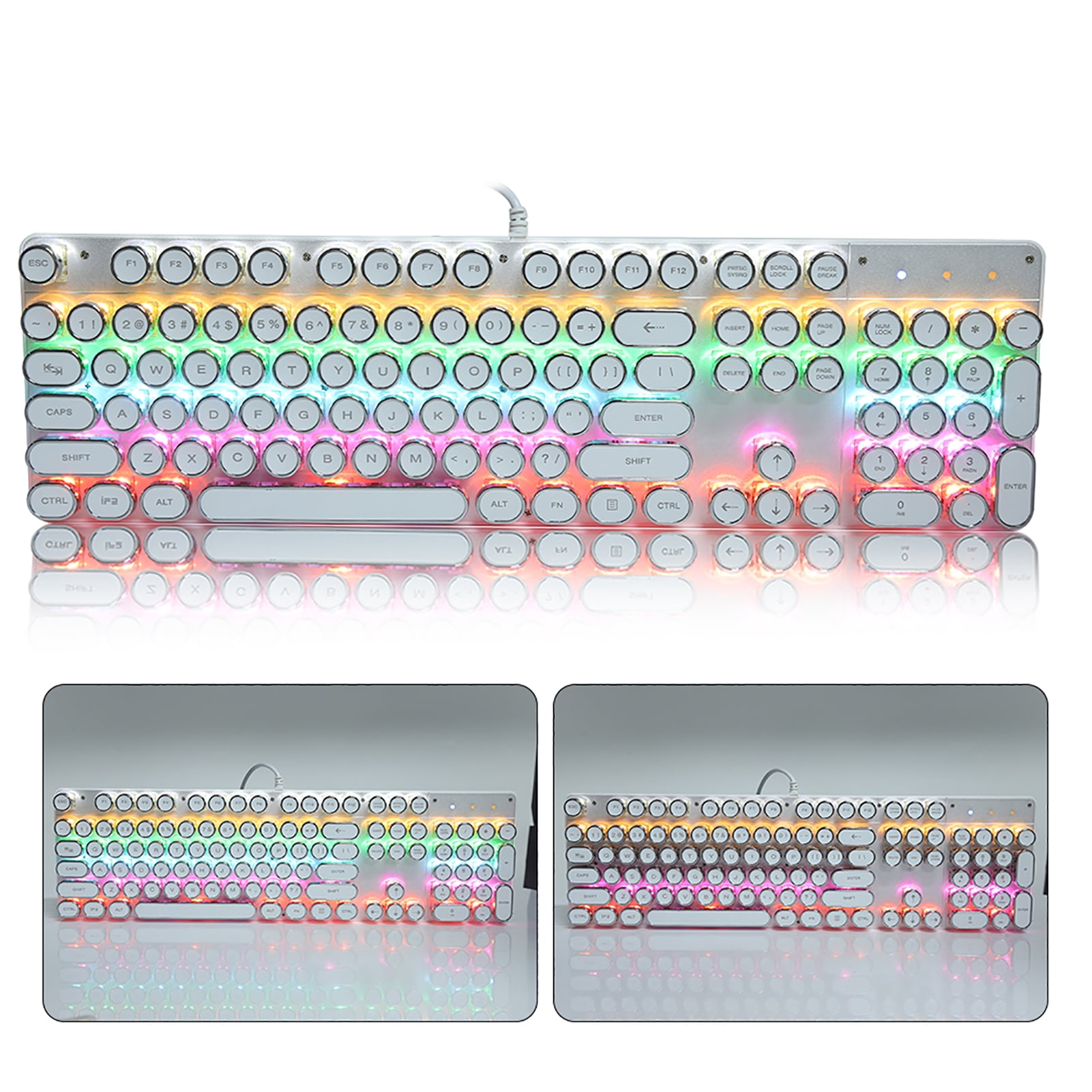 Keyboard, Durable Plug and Play Mechanical Keyboard White Game Keyboard  for Computer for Game for PC