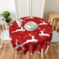 thumbnail image 6 of Christmas Tablecloth, Reindeer Red Tablecloth Round 60 Inch, Snowflake Table Cloth, Washable Polyester Farmhouse Tablecloths For Picnic Party Outdoor Dinner Dining Room Decorations, 6 of 6