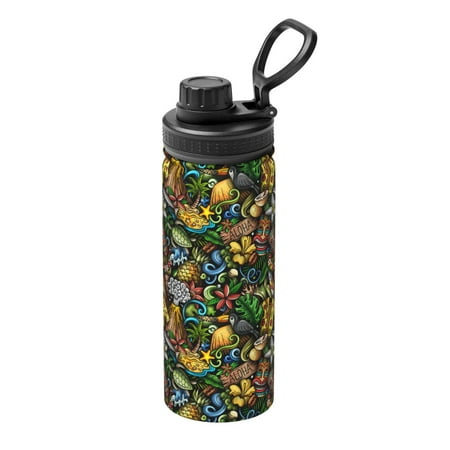 

Gaeub Hawaiian Culture Symbols Print Stainless Steel Water Bottle 18oz Sports Insulated Kettle for Women Men Suitable as a Gift