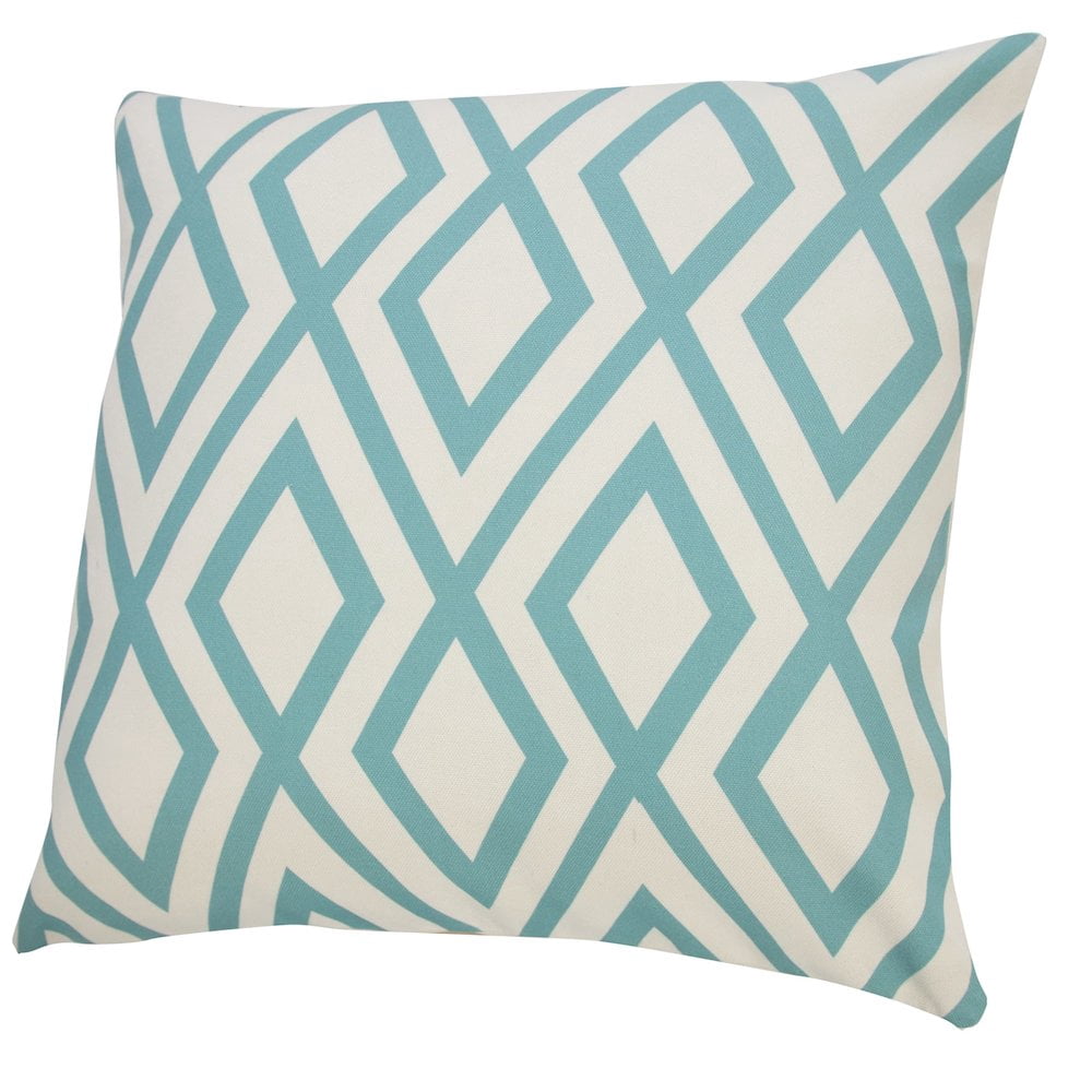Harlow Hill Aqua Blue/Off-White Geometric Contemporary Recycled P.E.T. Throw Pillow Cover, 20" x 20"