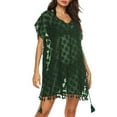 thumbnail image 5 of Tqyyweavej Women's Beach Crochet Cover Up Sexy Lace Sheer Short Length Sleeve Swimsuit Coverup Free Size V Neck Solid Color Swim Cover Up with Tassels, 5 of 8