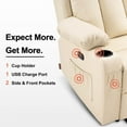 thumbnail image 6 of MCombo Electric Power Loveseat Recliner w/ Console and Massage, Faux Leather(Cream White) 6095, 6 of 7