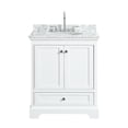 thumbnail image 4 of Wyndham Collection Deborah 30" Marble Top Wood Single Bathroom Vanity in White, 4 of 5