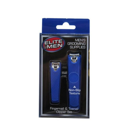 Kole Imports AB126-24 Mens Elite Nail Clipper Set with Soft Touch Grips, Blue - Pack of 24