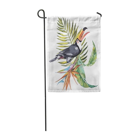 SIDONKU Toucan with Tropical Flowers Strelitzia and Leaf Element for Design Garden Flag Decorative Flag House Banner 28x40 inch