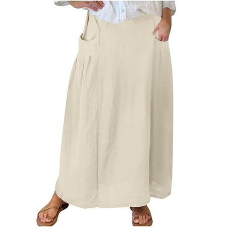 

Clearance! Women s Fashion Casual Solid Color Pocket Loose And Comfortable Skirt Flash Deals