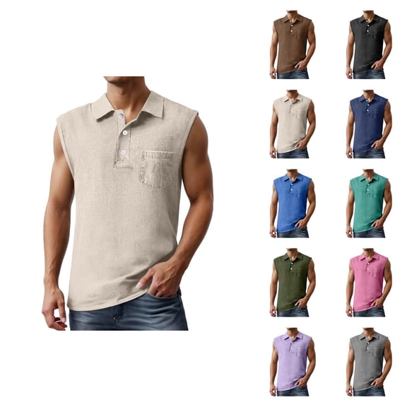 Tank Tops Men Lightweight Breathable Collared Sleeveless Polo Shirt Summer Casual Vacation Beach Outfits