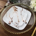 thumbnail image 4 of Balsa Circle 10 White Rose Gold Metallic Marble Square Disposable Salad Dinner Plastic Plates Party Events Tableware, 4 of 8