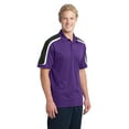 thumbnail image 4 of Sport-Tek ST658 Tricolor Shoulder Micropique Sport-Wick Polo, Purple/Black/White, 4XL, 4 of 5