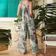thumbnail image 6 of Jzuxvd Women's Patchwork Dual Pocket Jumpsuit Loose Floral Print Bohemian Wide Leg Bib Overall White L, 6 of 6