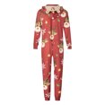 thumbnail image 3 of Christmas Family Matching Jumpsuit, Long Sleeve Hooded Elk Print Zipper Closure Loungewear, 3 of 6