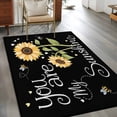 thumbnail image 3 of You Are My Sunshine Area Rug 3x5 Washable Rug Non Slip Yellow Sunflowers Cute Bees Heart Black Large Area Rug Indoor Floor Carpet for Entryway Bedroom Kitchen Living Room Home Office Dining Room, 3 of 8
