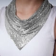 thumbnail image 7 of Metallic Sequin Bandanas Scarf Punk Metallic Neck Scarf Club Party Neckwear Rhinestone Triangle Scarf for Women Silver, 7 of 7