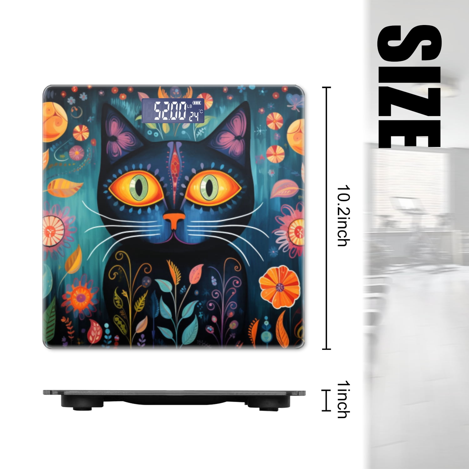 Bathroom Scale, Highly Accurate Digital Body Scale,Precisely Measures Weight up to 400 lbs-Colorful Cartoon Cat Kitten Animal Print Pattern