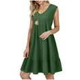 thumbnail image 2 of GEWSEY Womens Summer Mini Dresses Casual Ruffle Flowy Tiered Sleeveless Sundresses Swing A Line Beach Short Dress (Green, XL), 2 of 6