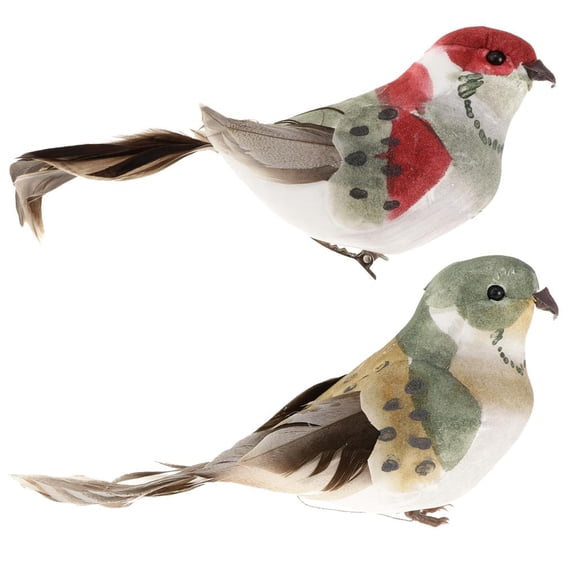 Pitycbo 2 Pieces Foam Artificial Birds Figure Garden Sculpture Creative Home Art Decor