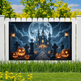 thumbnail image 4 of Gothic Design Halloween Banner with Scary Pumpkins Spooky Castle Backdrop Dark Atmosphere for Halloween Party Decoration, 4 of 5