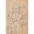 thumbnail image 2 of Stanisław Wyspiański 13x18 Gold Ornate Wood Frame and Double Matted Museum Art Print Titled - Buildings with Towers and Gates. Drawing of the Bas-Relief on the Wing of the Triptych of St Sta, 2 of 4