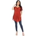 thumbnail image 5 of Sakkas Ellie Sequin Embroidered Cap Sleeve Scoop Neck Relaxed Fit Blouse - Red - Plus Size, 5 of 5