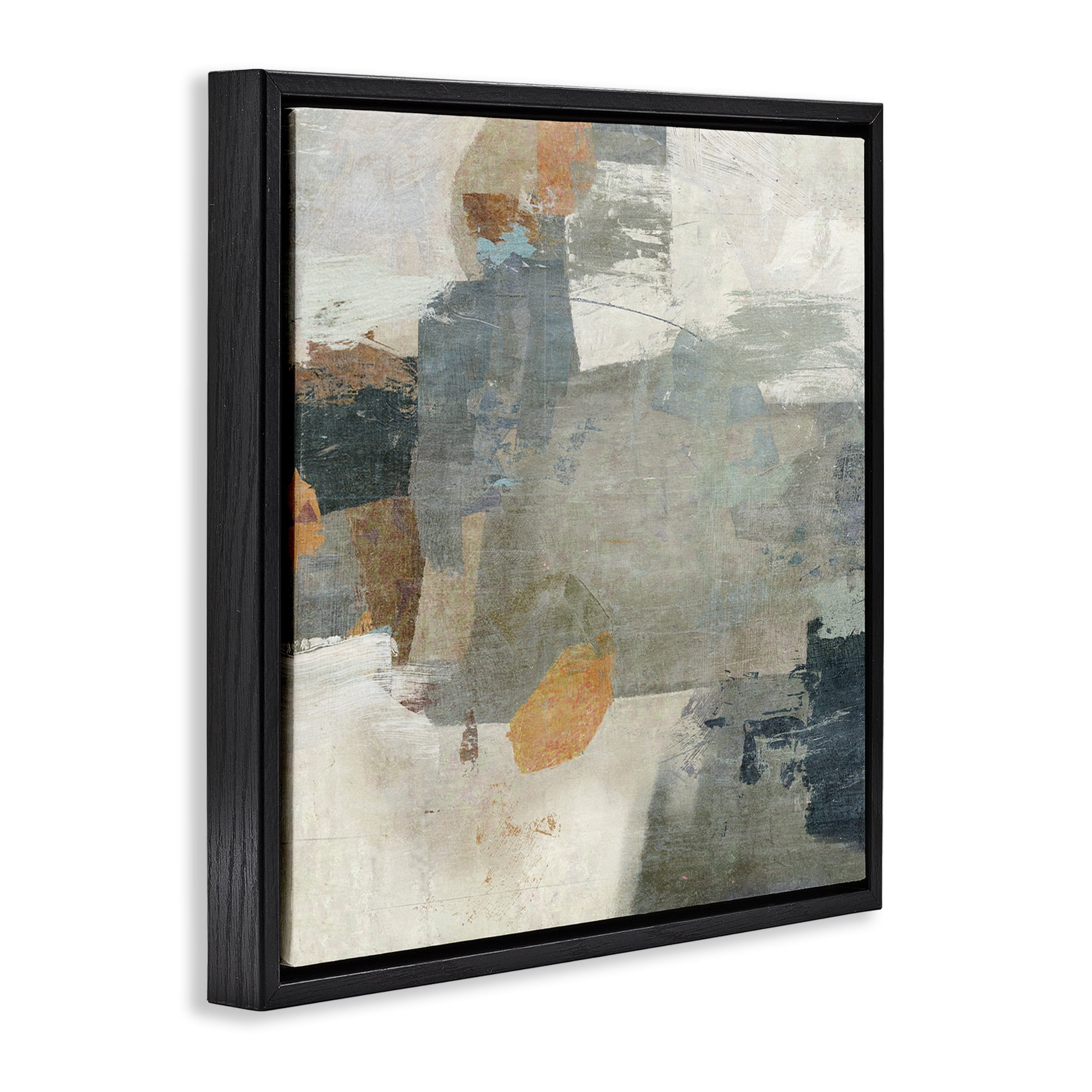 Stupell Industries Rustic Grey Paint Strokes Abstract Painting Black Floater Framed Canvas Art Print Wall Art, 25 x 25