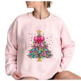 thumbnail image 4 of Womens Tops Plus Size Christmas Printed Long Sleeved Round Neck Off Shoulder Sweatshirt Pink10 M, 4 of 6