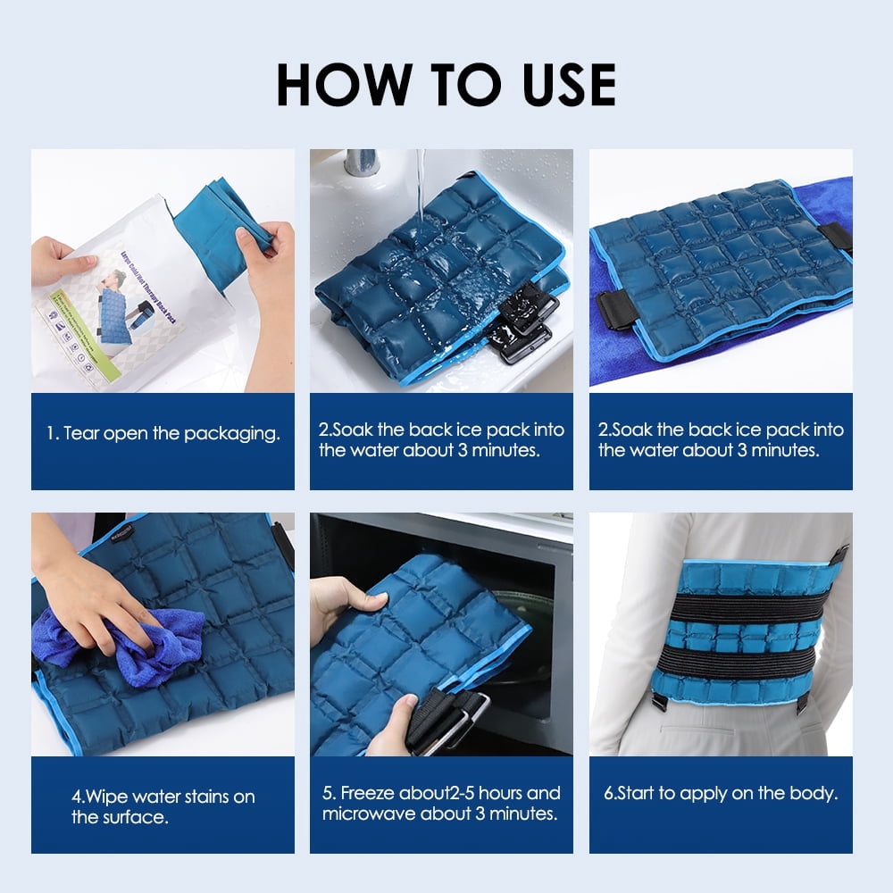 Large Ice Pack 13x22 inch for Hot & Cold Compress Therapy, Reusable Self-Absorbing Water Back Pad for Pain Relief, Ideal for Back, Knee, Leg, Neck, Shoulder, Hip(2 Pack)