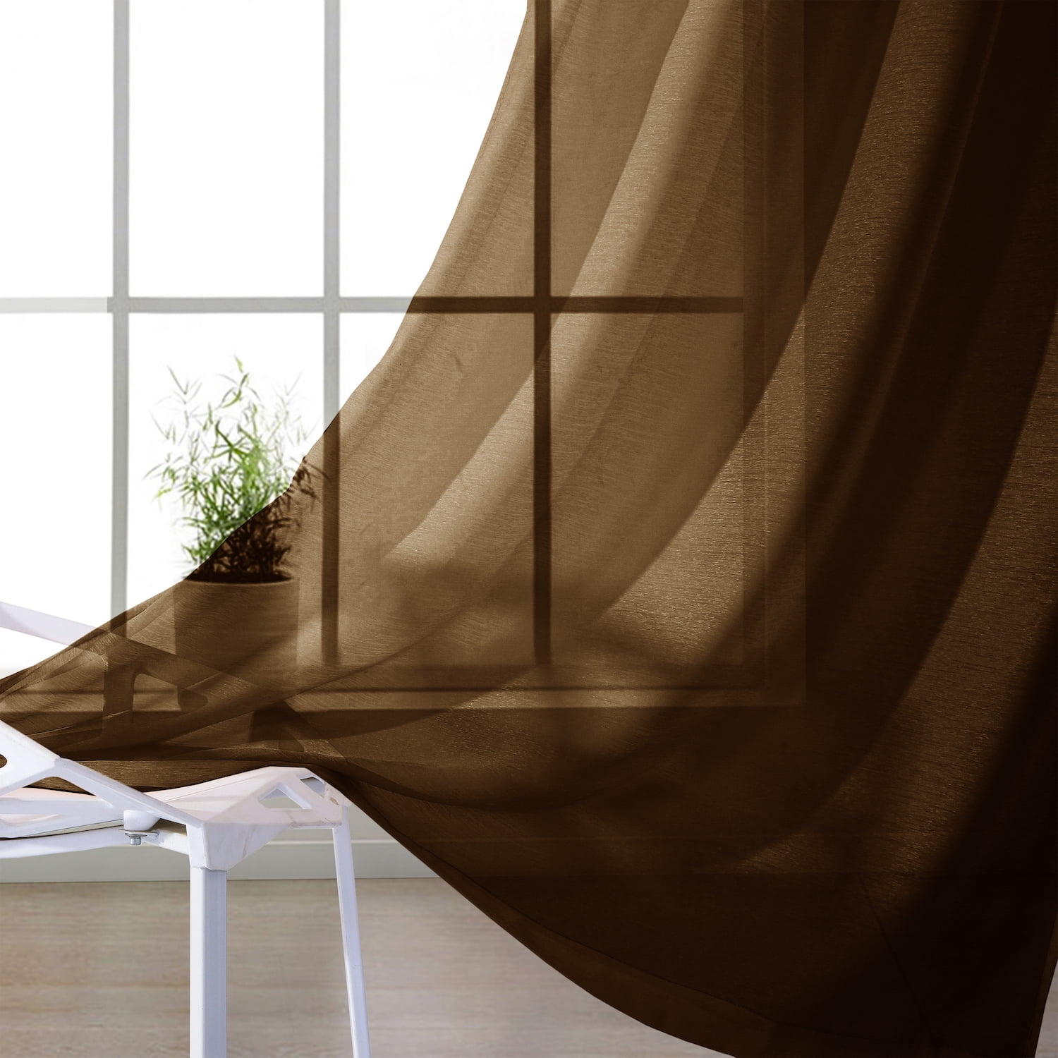 Dainty Home Malibu Textured Semi-Sheer Linen Look Grommet Top Curtain Set Of 4, 54" x 84" each (Covers Two Windows)