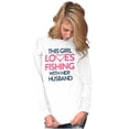 thumbnail image 3 of Wife Husband Loves Fishing Cute Girly Women's Long Sleeve T Shirt Brisco Brands X, 3 of 5