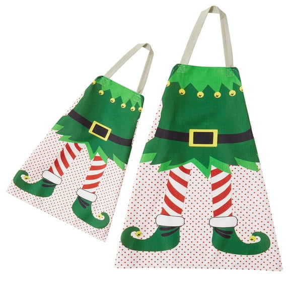 Parent Children the Family Kitchen Christmas Print Linen Family Aprons 2PC