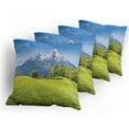 thumbnail image 5 of Ambesonne Mountain Throw Pillow Cover 4 Pack, Alps with Meadow Flora, 20", Green Blue, 5 of 7