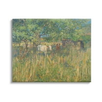 Cattle Grazing Grassland Pasture Landscape Painting Gallery Wrapped Canvas Print Wall Art