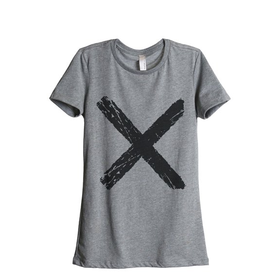 Thread Tank X Marks The Spot Women's Relaxed Crewneck T-Shirt Tee Heather Grey Small