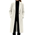 thumbnail image 2 of Karymi Casual Solid Long Wool Blend Jackets for Women, Notched Lapel Collar, Long Sleeve, Single‑Breasted One Button Closure, Side Pockets, Elegant Long Fall Winter Outerwear, 2 of 9
