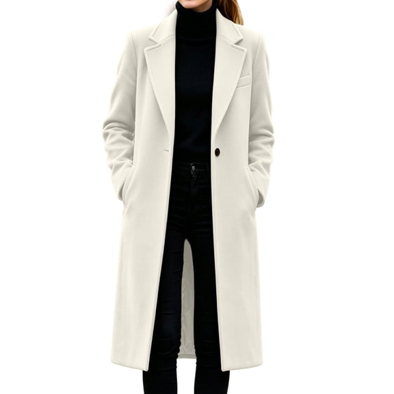 cocolona Womens Long Coat for Women Fall Winter Long Sleeve Lapel Trench Coat Oversized Elegant Trendy Jacket